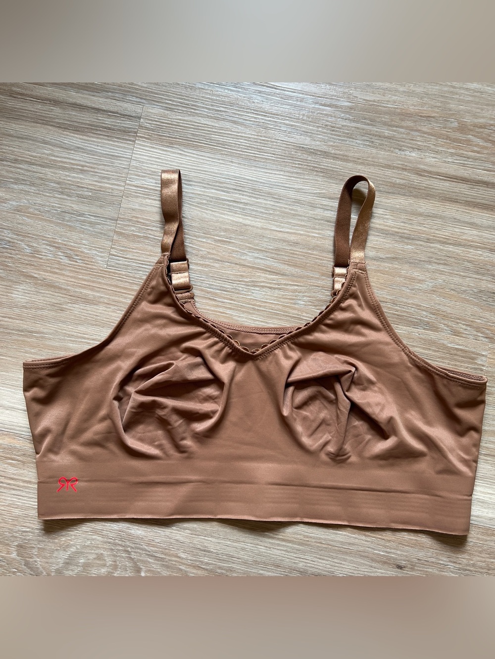 Ruby Ribbon Wireless Stretch Bra - Warm Tan brown size 42 compression comfort